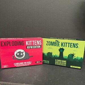 2022 Exploding Kittens NSFW Edition & Zombie Kittens Card Games Set of 2 Multi